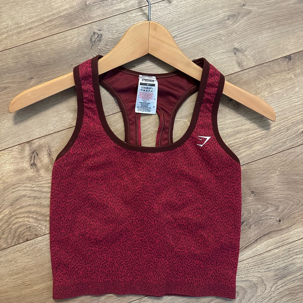 Gymshark Women's Red Compression Sports Bra with lace back - Medium